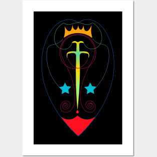 Sword Crown Blood and Stars Heart Emblem Badge Posters and Art
